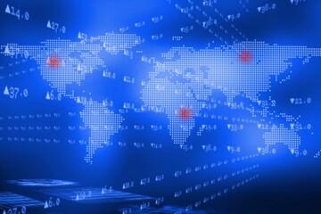 World map with stocks figures
