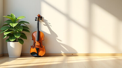 A female musician plays a violin alongside an acoustic guitar in a room, celebrating the art of string instruments