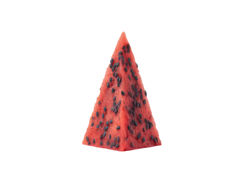 Triangular watermelon slice isolated on black background, On Transparent Background, Png