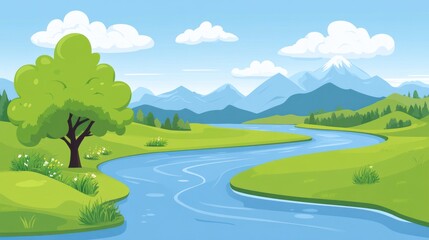 Fototapeta premium Peaceful mountain river landscape