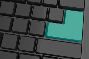 Black keyboard with blue key