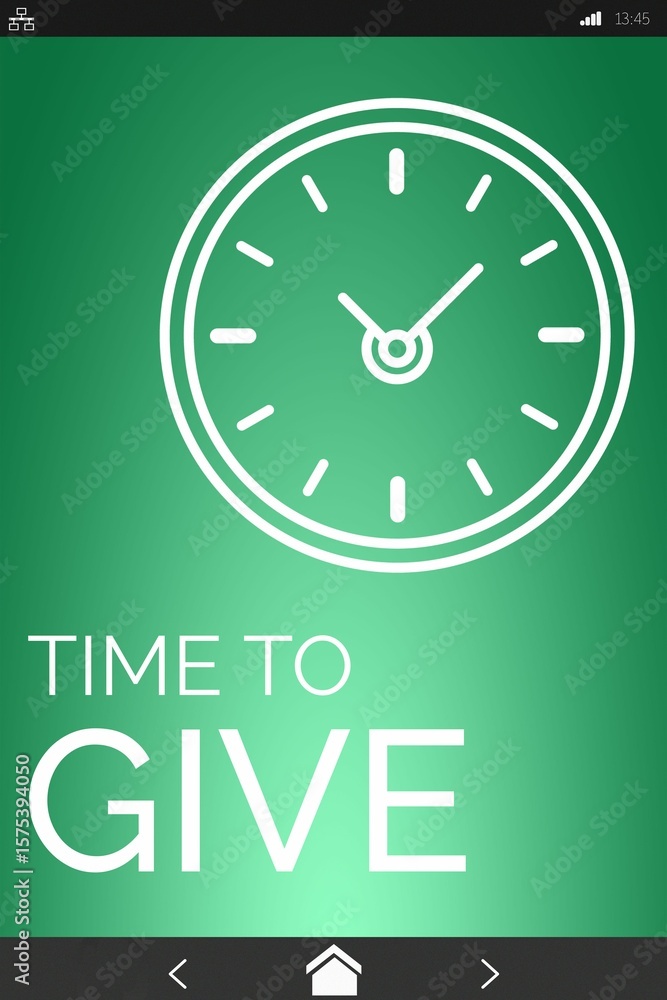 Poster digitally generated image of time to give text with clock icon