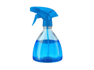 Blue spray bottle filled with cleaning solution isolated on black background, On Transparent Background, Png