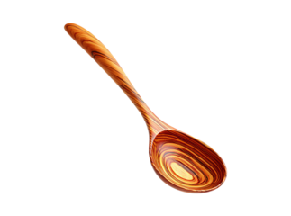 Elegant wooden serving spoon rich grain detail, On Transparent Background, Png