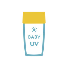紫外線対策　赤ちゃんの日焼け止め　イラスト素材