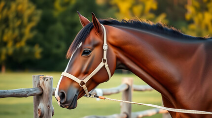 Close Up of American Quarter Horse at Rustic Farm