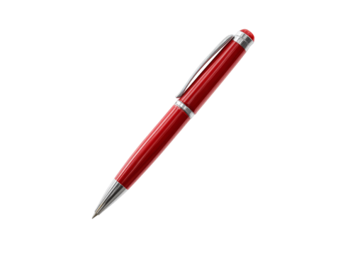 Elegant red ballpoint pen isolated on black background, On Transparent Background, Png