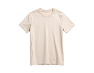 Beige t shirt mockup with a plain, white background for your design or logo 