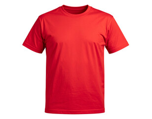 Blank red t shirt mock up template, front view isolated on transparent background.