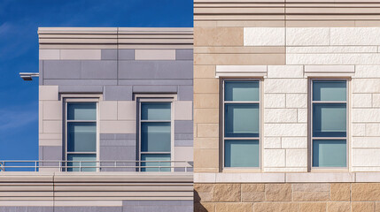 Contrasting wall textures illustrate an architectural transformation concept.