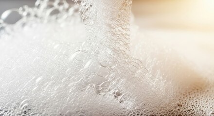 Fototapeta premium Foam Texture: Captivating close-up of bubbly foam, showcasing the delicate texture and forms of air-filled bubbles in a soft, diffused light.