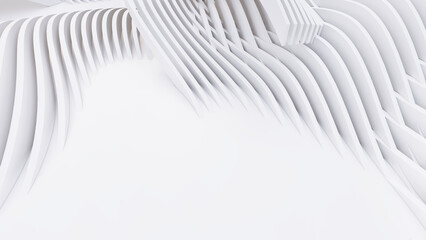 Abstract Curved Shapes. White Circular Background.