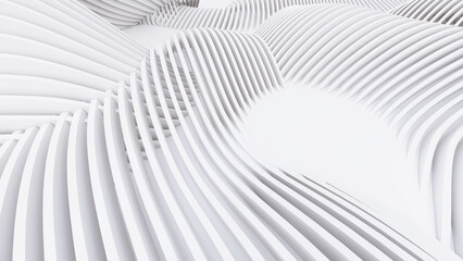 Abstract Curved Shapes. White Circular Background.