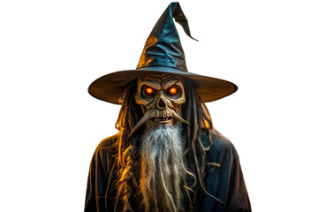 Creepy Wizard with Glowing Eyes and Pointed Hat on transparent background creepy wizard glowing eyes pointed hat This image has background making easy for designers