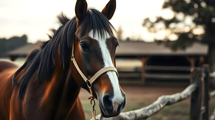 Close Up of American Quarter Horse at Rustic Farm