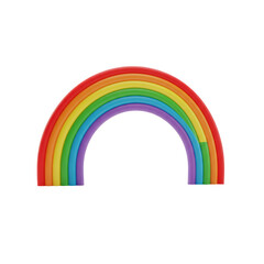 A soft, ethereal rainbow arc with seamless red, yellow, green, blue gradient and clear contours, isolated on a transparent plain with even studio lighting, high-angle, concept of purity and
