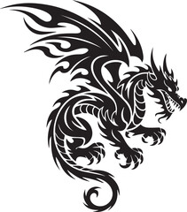 Black dragon silhouette with ornate wings and scales