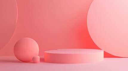 Minimalist, pastel pink, 3D scene