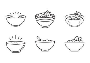 healthy breakfast bowl icon line art vector illustration,