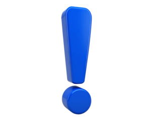 Captivating 3D rendered deep blue exclamation sign highlighting urgency, importance,
