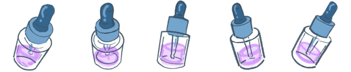Pastel Cute Dropper Bottles for Skincare and Serum Illustrations