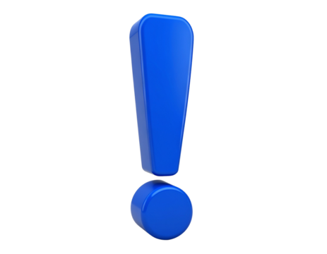 Captivating 3D rendered deep blue exclamation sign highlighting urgency, importance,