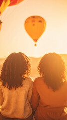 People are watching the beautiful view of balloons in the sky.