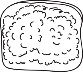 An outline illustration of a veggie sandwich with a textured filling, representing a healthy and simple meal or vegetarian option