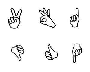 Hand gesture set on white background
