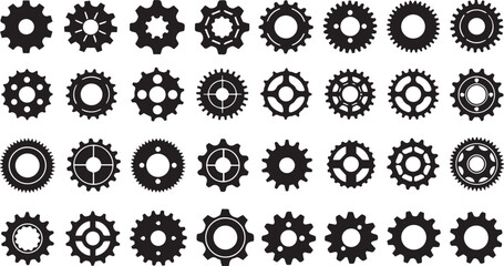 Set of gear wheels, cogwheels in vector format