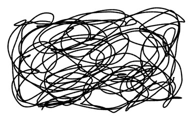 Hand Drawn Chaotic Black Scribble Vector &ndash; Abstract Doodle Sketch for Stress, Confusion, Anxiety, or Creative Background Design