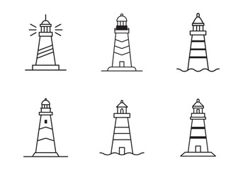 lighthouse icon line art vector illustration