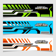 3 in 1 abstract stripe racing background designs for wrap decal