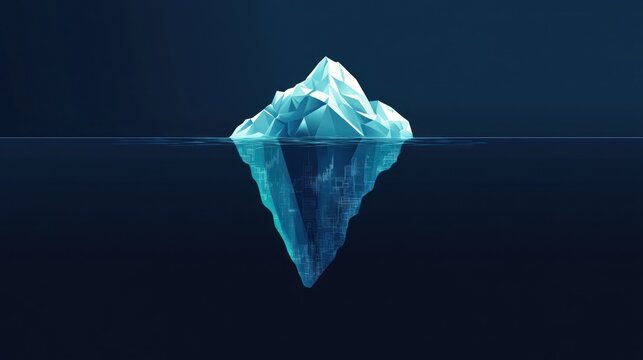 Iceberg submerged in dark water