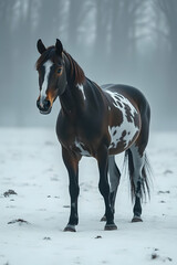 American Paint Horse in Winter