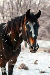 American Paint Horse in Winter