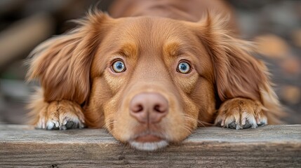 Playful dog with tilted head, friendly brown canine with expressive eyes, ideal for social media content.