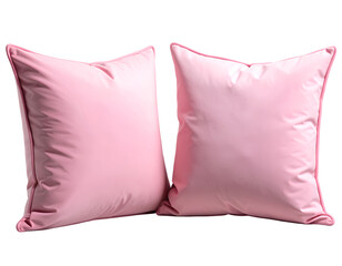 3D Twin Pink Cushions with Plush Finish and Rounded Corners, Transparent Background