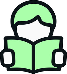 Student Focused on Reading Book Icon