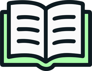 Open Book Icon Showing Knowledge and Literacy