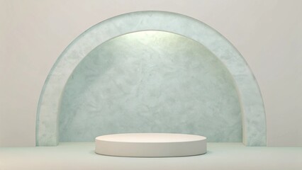 Product display stage podium for mockup presentation minimalist design and branding on light background