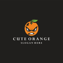Naklejka premium Cute orange logo vector icon illustration