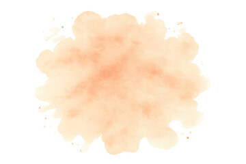 Watercolor orange splash spreading irregular paint droplets, transparent backdrop highlighting artistic vibrant texture