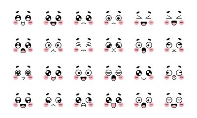 Fototapeta premium Set of Cute Cartoon Panda Emoticons Expressing Various Emotions for Messaging and Social Media