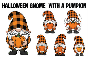 Halloween gnome with a pumpkin bundle