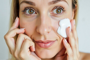 A woman doing skin care