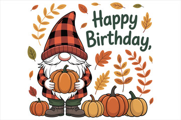 Halloween gnome with a pumpkin bundle