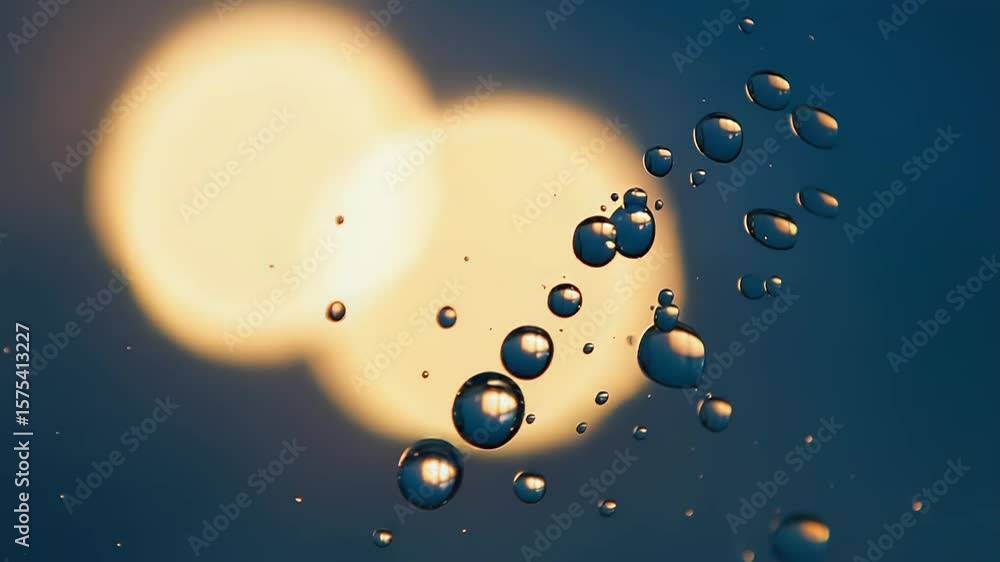 Poster water droplets creating a stunning visual effect with bokeh background