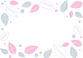 Pink leaf decorative frame template