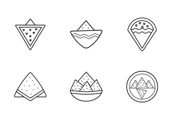set of nachos icon line art vector illustration
